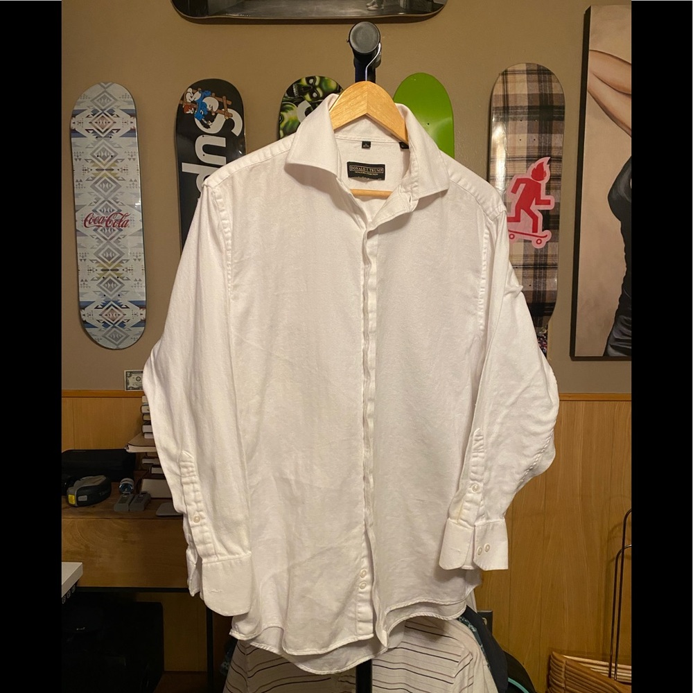 White collared shirt Donald trump collection cotton